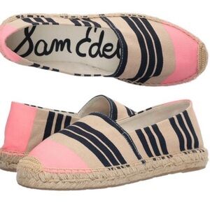 Same Edelman Womens Verona Striped Espadrille Slip On Shoe in Pink / Navy 8M